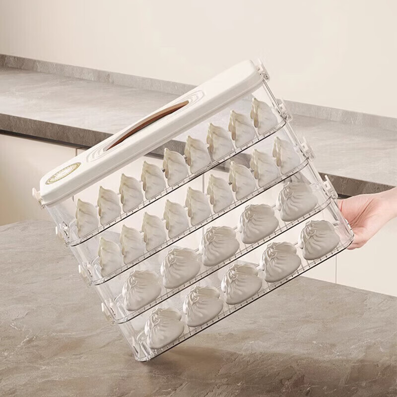 Sungsa refrigerator storage box dumpling box household food-grade kitchen side door dumplings and wonton box fresh-keeping quick-frozen special large size food-grade material cream white 2 layers
