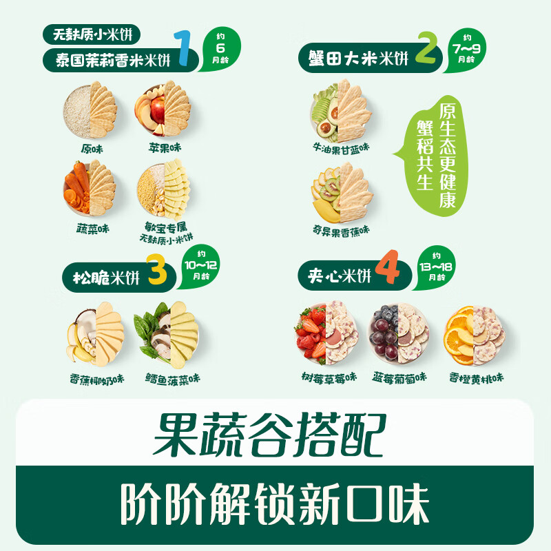 Engnice infant rice cakes vegetable flavor 48g baby snacks mild teething biscuits to soothe babies and satisfy their cravings and dissolve in the mouth