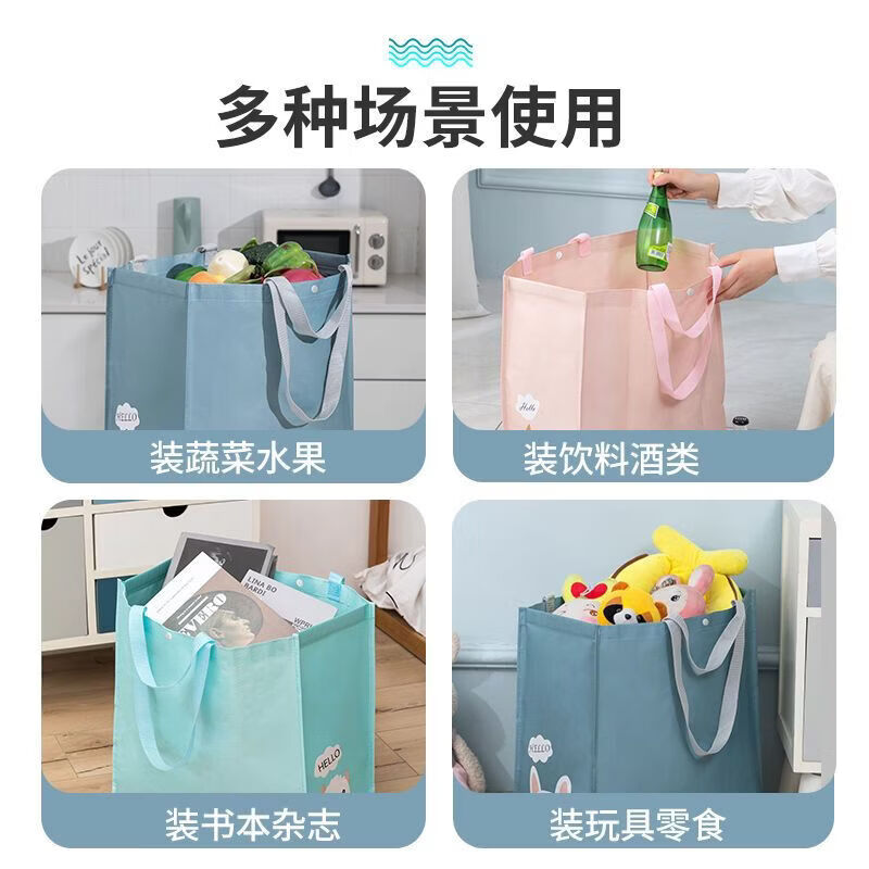 Ye Yu Shopping Bag Large Capacity Portable Supermarket Bag Foldable Waterproof Grocery Bag Handbag Shoulder Storage Bag Smoke Gray Blue Glasses Dog