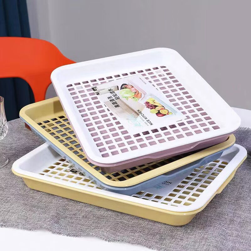 Cat water cup tray storage rack living room fruit plate plastic creative water cup drain basket rack thickened rectangular tea tray large light yellow white length 39 points 5 width 30 points 5 height 4 points 5cm