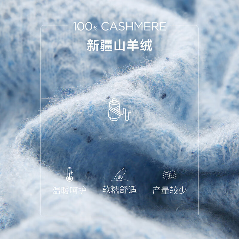 Komenboka 2025 autumn and winter new loose lazy style cashmere sweater women's round neck sweater thickened base sweater colorful dot blue XL