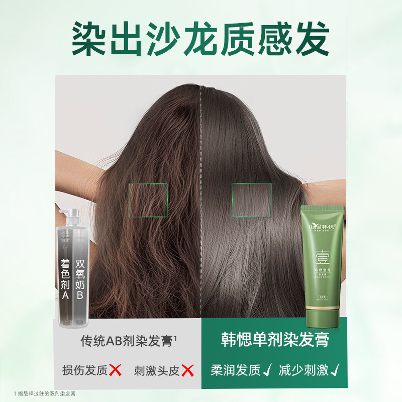 Han Yan No. 1 hair dye cream black tea natural plant hair dye for men and women, non-irritating, covering gray hair without staining the scalp