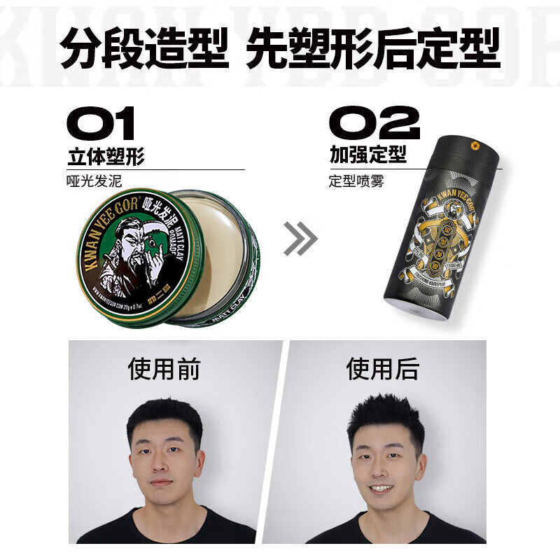 Guan Erge men's styling wax matte hair mud travel wear carry-on 20g hair mud + 99ml hair gel