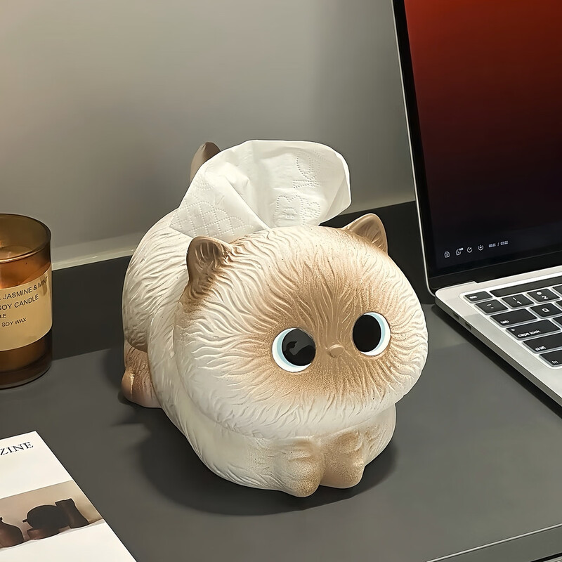 Fantasy and Cute Siamese Cat Tissue Box Living Room Paper Box Ceramic Tissue Box Home Coffee Table Ornaments Creative Napkin Box Briquette Cat Tissue Box