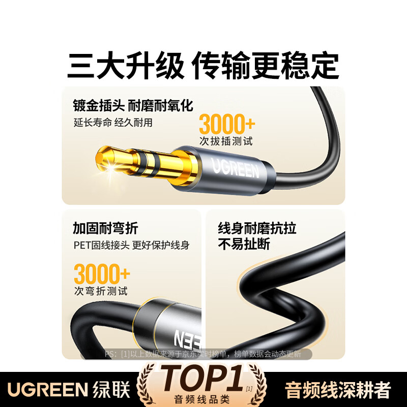 Greenlink AUX audio cable 3.5mm male to male car audio connection cable laptop mobile phone headset headset audio box car conversion pair recording cable 3 meters 10736