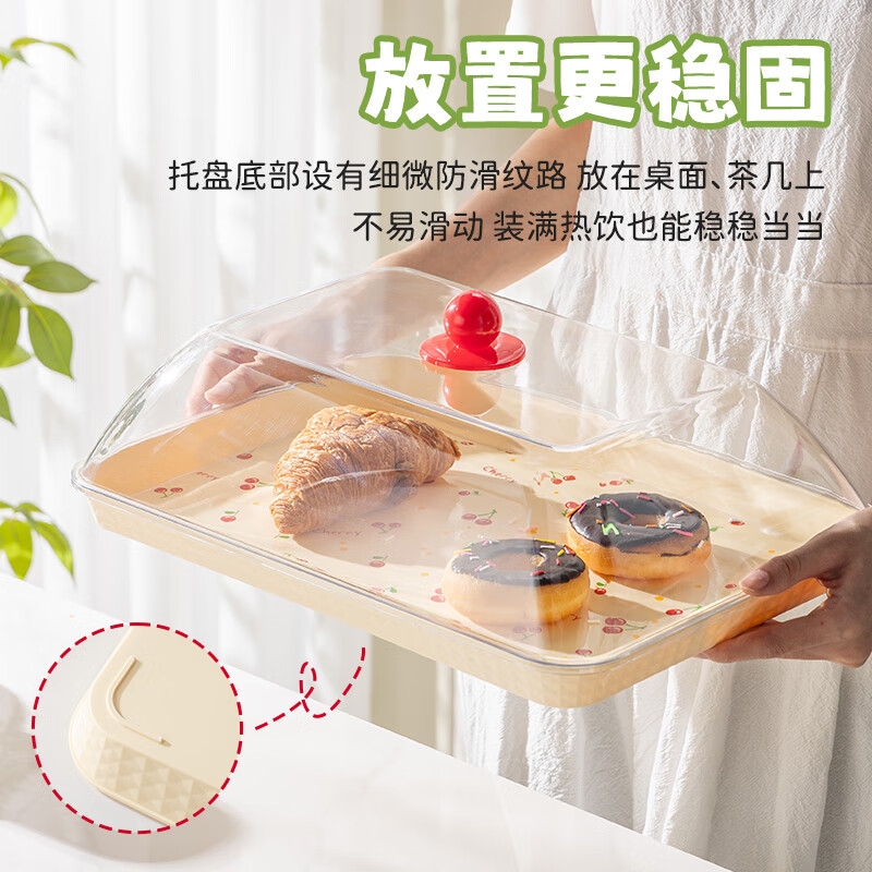 Guangyi covered tray commercial rectangular stall braised food display tray cake dessert plate with dust cover GY8015