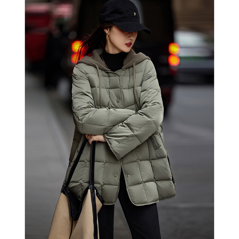 Demana 50D cotton feel imitation memory winter light luxury frosted velvet feel 90 duck down gradient plaid down jacket for women