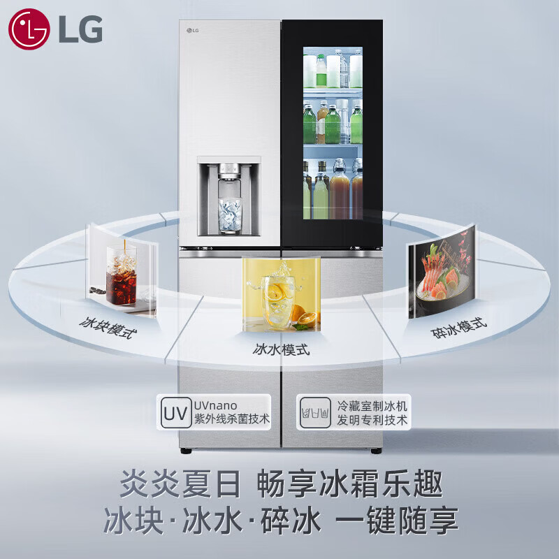 LG508L fully automatic ice making refrigerator all-in-one machine embedded cross door variable frequency air-cooled frost-free refrigerator perspective window energy-saving fresh-keeping ultra-thin household large capacity ice making machine refrigerator recommended model F544MMB95D