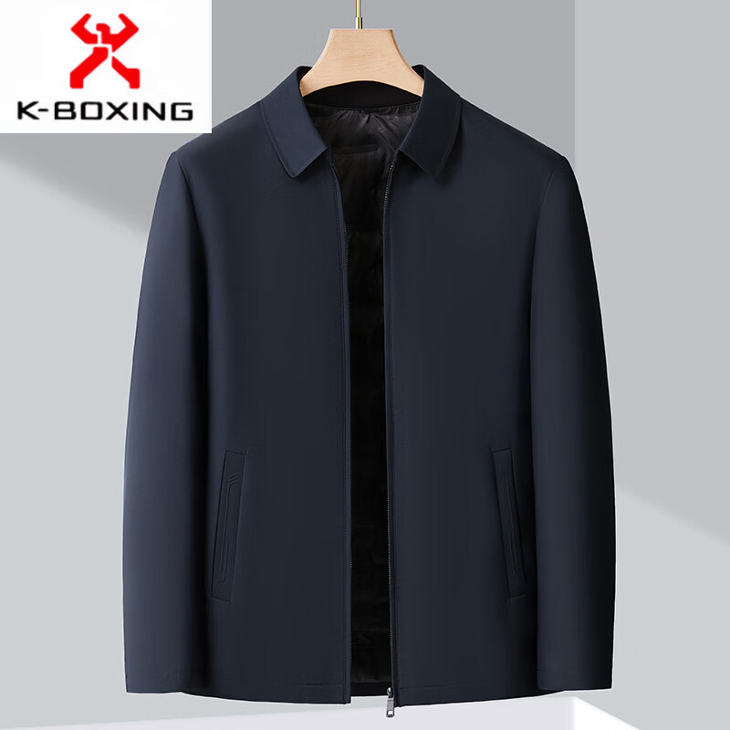 KBXNG Jinba middle-aged and elderly down jacket men's lapel removable inner liner thickened jacket dad winter white duck down anti-cold 32133 Navy blue (removable inner liner) M 170/48