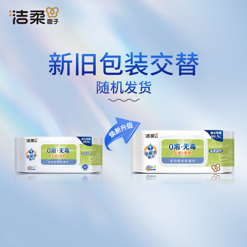 Jierou kitchen wipes 0 bubbles, non-toxic 80 pumps * 2 packs of disposable lazy rags, degreasing wet wipes, no-wash kitchen use