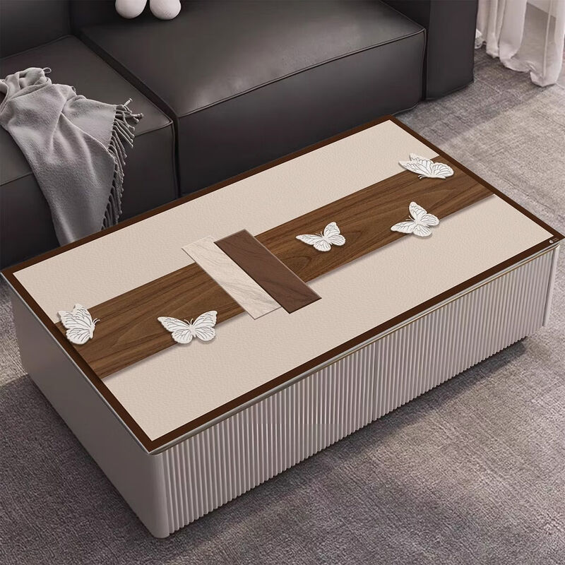 Fantasy light luxury simple high-end popular dining table mat coffee table mat desk mat table mat PVC waterproof and oil-proof 80x160cm Default hair Zhongtong Monet Butterfly Shadow