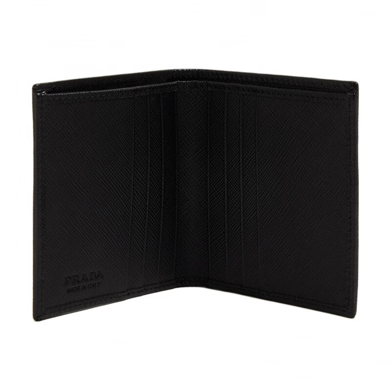 PRADA embossed triangle logo wallet, black New Year gift for men and women, basic set (bag)