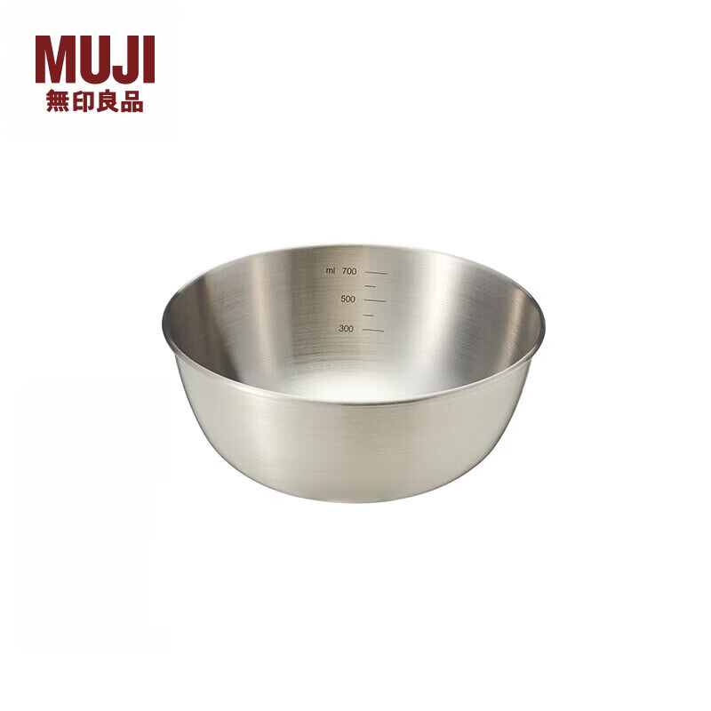 MUJI stainless steel basin tableware household kneading basin vegetable washing basin and basin cooking basin silver S diameter 16*height 6.5cm 4S