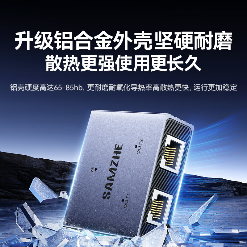 Shanze network cable splitter one to two Gigabit network extender converter switch docking adapter RJ45 dual network port extension broadband interface splitter SZ-WL01