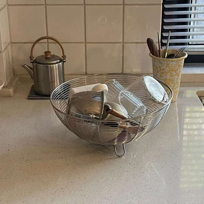 Yusenyi 3 stainless steel kitchen countertop water cup drain basket sink thickened vegetable basket fruit basket main picture 30x13