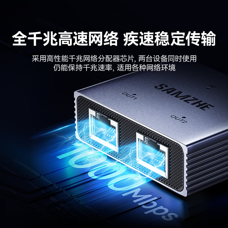 Shanze network cable splitter one to two Gigabit network extender converter switch docking adapter RJ45 dual network port extension broadband interface splitter SZ-WL01