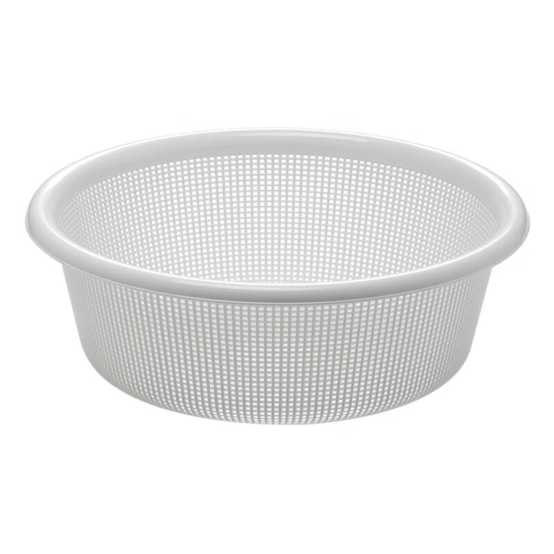 Camellia Lehui Round Sieve Plastic Basket Round Thickened Vegetable Basket Storage Large Organizing Kitchen Drainage Blue Household White 47.2CM