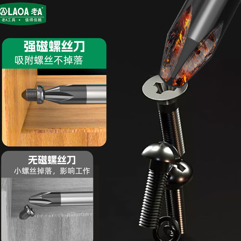 S2 alloy steel screwdriver, screwdriver, magnetic screwdriver, screwdriver, cross-shaped optional, simple 9-piece set LA612029