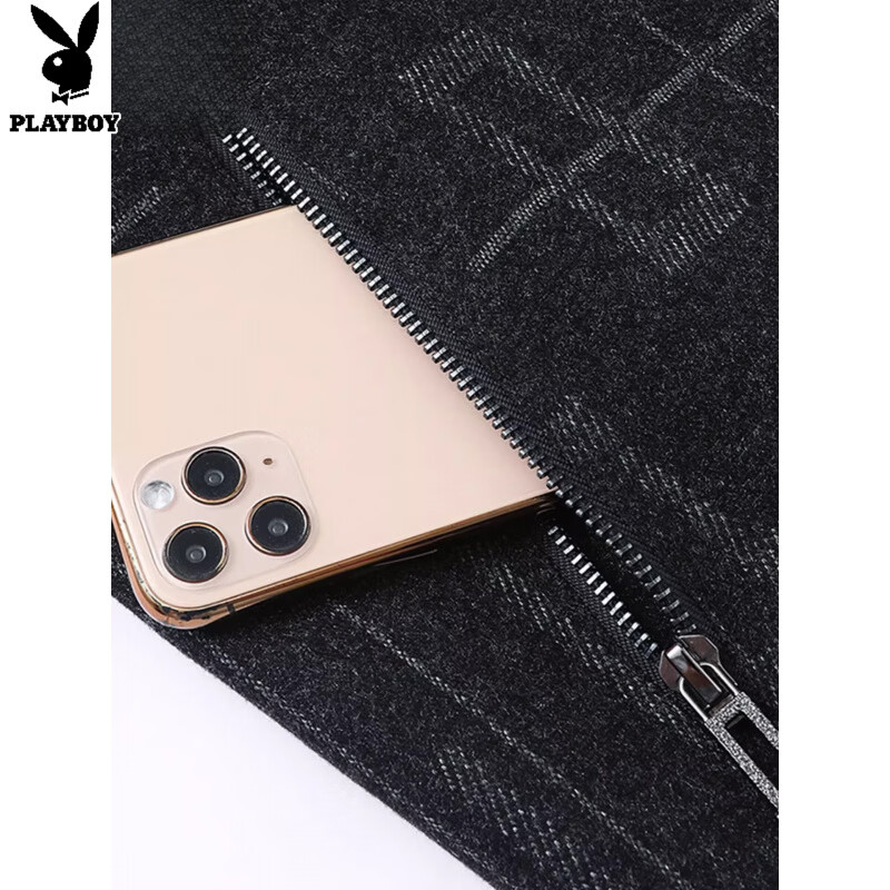 Playboy (PLAYBOY) men's velvet thickened woolen jacket autumn and winter new casual winter wear cotton warm jacket top dad wear BSN8861 coffee color (cotton) thickened 2XL 185