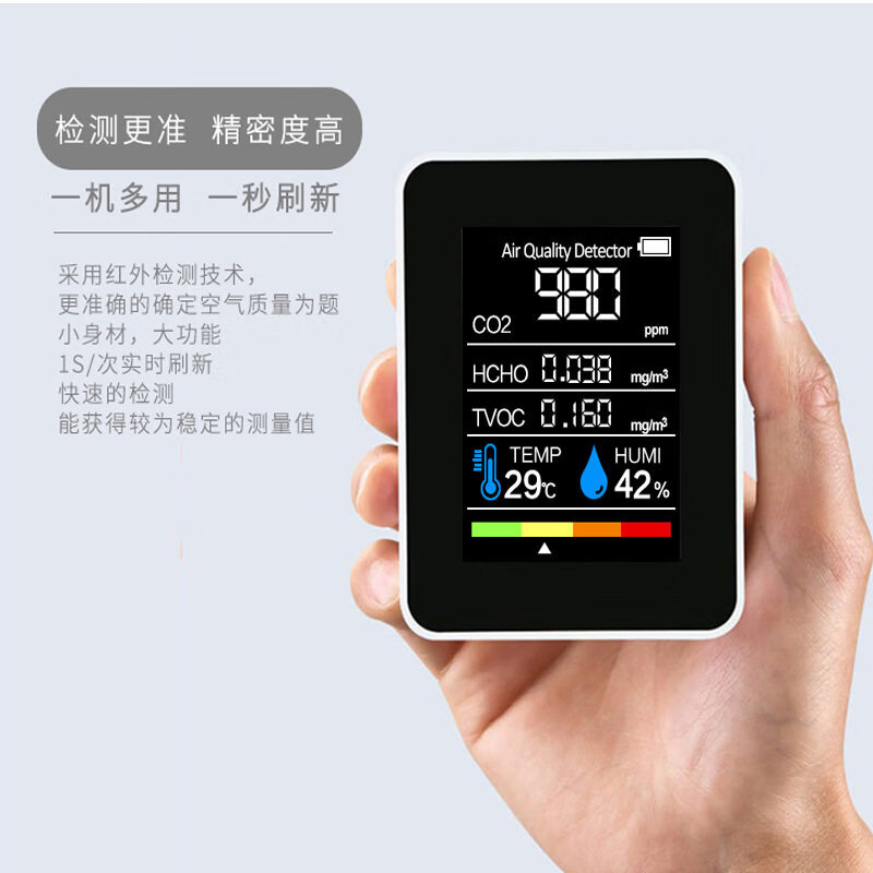 Shantou Lincun formaldehyde meter five-in-one household air quality formaldehyde detection instrument humidity temperature indoor carbon dioxide soliciting buyer show