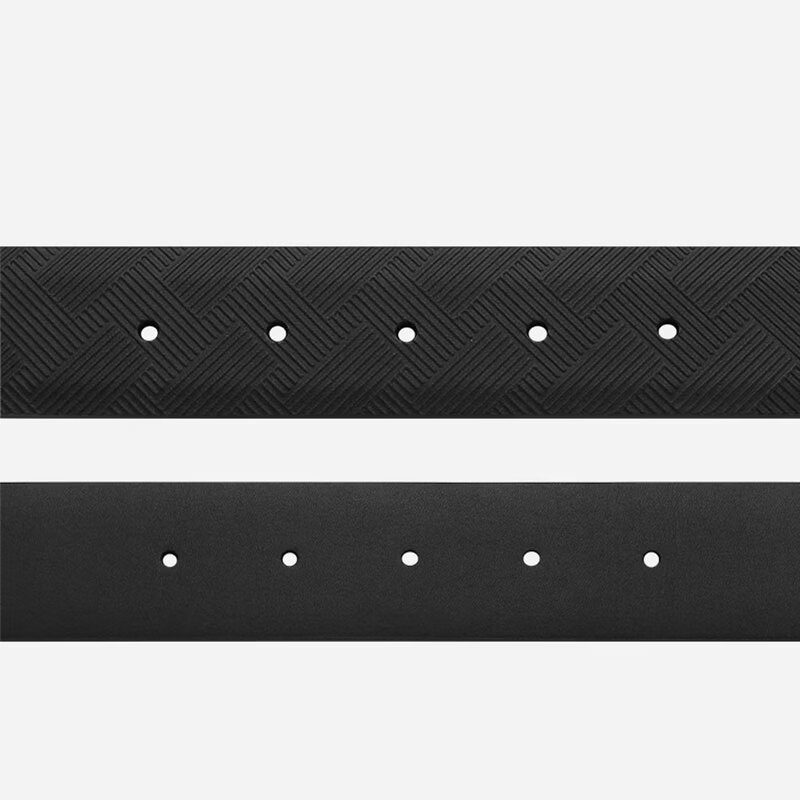 Montblanc business casual men's belt, classic 3.5cm wide series double-sided leather belt, gift choice 130587 (rectangular pin buckle) black embossed/black flat double-sided