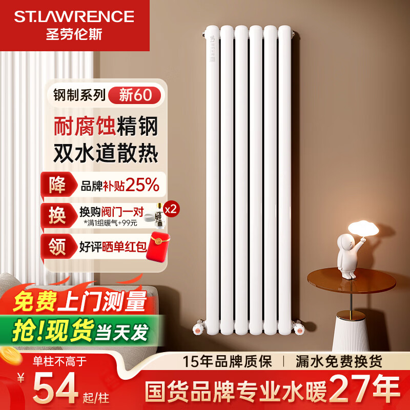 St. Lawrence radiator household water heating wall-mounted whole house heating living room and bedroom custom-made steel radiator column large water channel shop hot style steel new 60 width 60mm*1 column height 1800mm (minimum order of 3 columns)