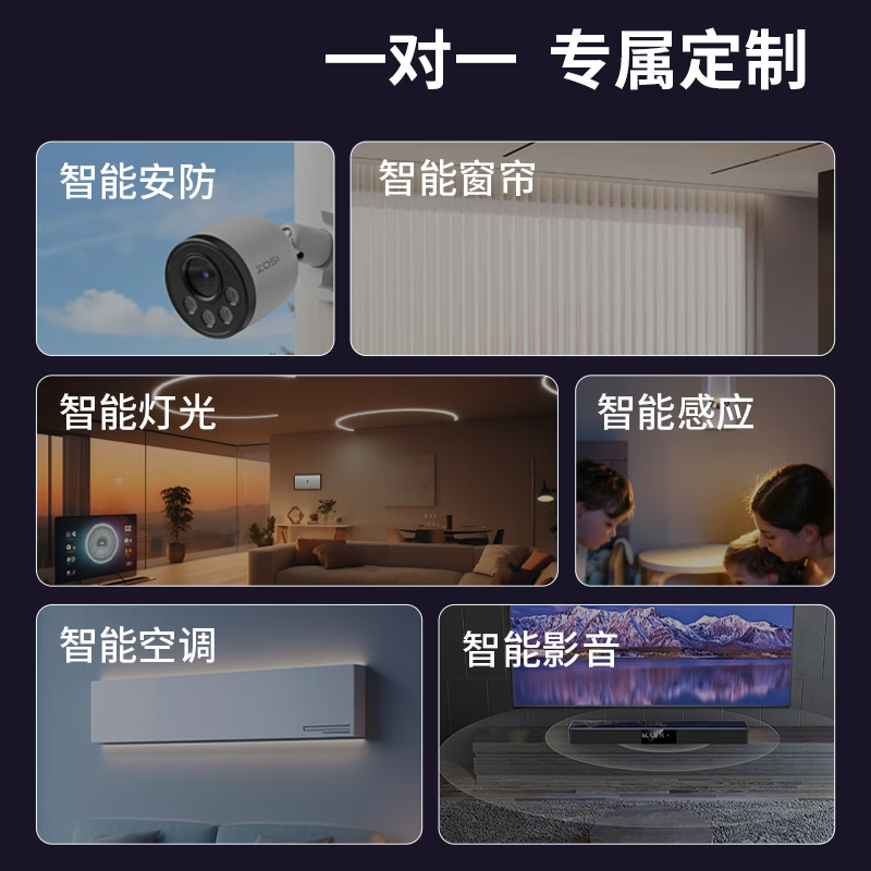 Whole-house smart home lighting and curtain voice control system package intelligent solution design Two-room whole-house smart home standard package