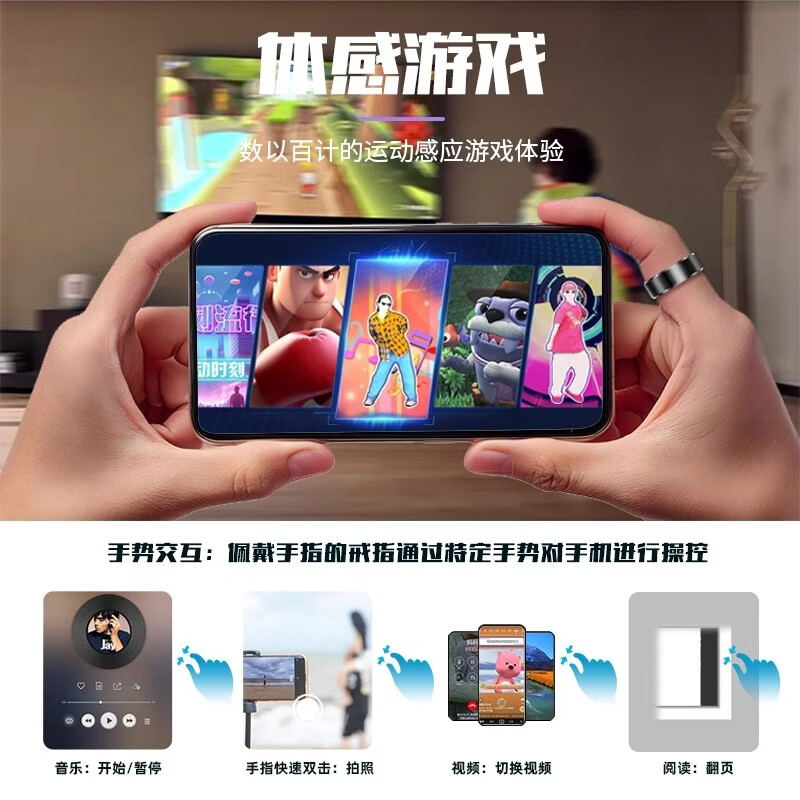 P+7 smart ring Nano chip Universal multi-function game heart rate blood oxygen sleep health monitoring Multi-sport mode recording step counting and running Ring waterproof ring R6 silver heart rate/sleep/blood pressure/blood oxygen/exercise + interactive mode 11# Circumference 64.6mm Diameter 20.6mm