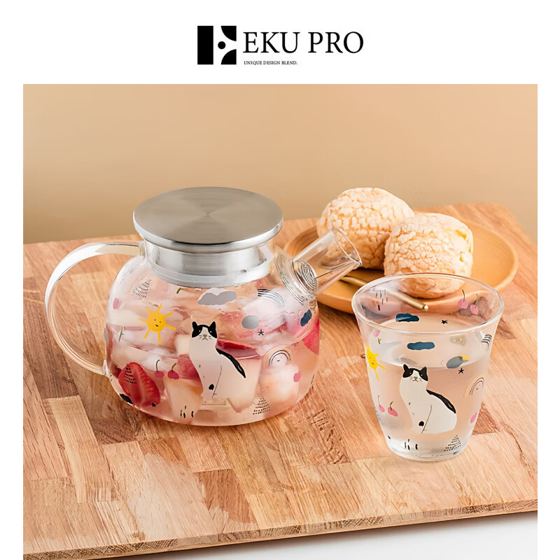 SMVP Japan imported quality cat glass heatable high temperature resistant tea set teapot teacup set teapot Yin_glass 1ml