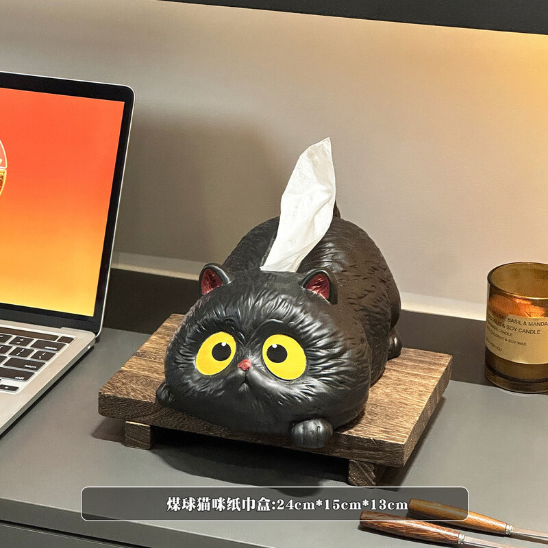 Fantasy and Cute Siamese Cat Tissue Box Living Room Paper Box Ceramic Tissue Box Home Coffee Table Ornaments Creative Napkin Box Briquette Cat Tissue Box