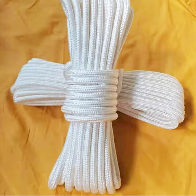 Nylon rope wear-resistant binding rope outdoor sun-resistant clothes drying tent brake flag-raising rope car rope handmade white rope 6 mm 10 meters