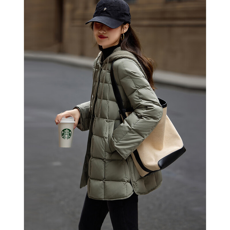 Demana 50D cotton feel imitation memory winter light luxury frosted velvet feel 90 duck down gradient plaid down jacket for women