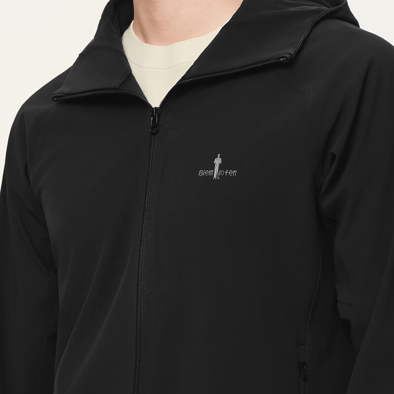 Biyinlefen three-proof performance fabric green soft shell spring and autumn men's outdoor commuting velvet knitted jacket hooded jacket