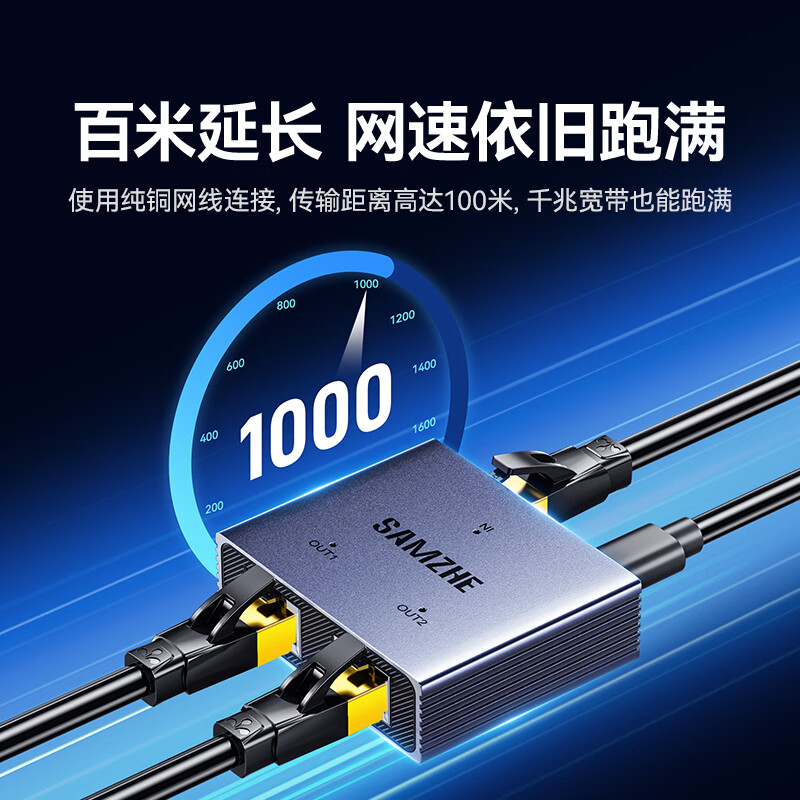 Shanze network cable splitter one to two Gigabit network extender converter switch docking adapter RJ45 dual network port extension broadband interface splitter SZ-WL01