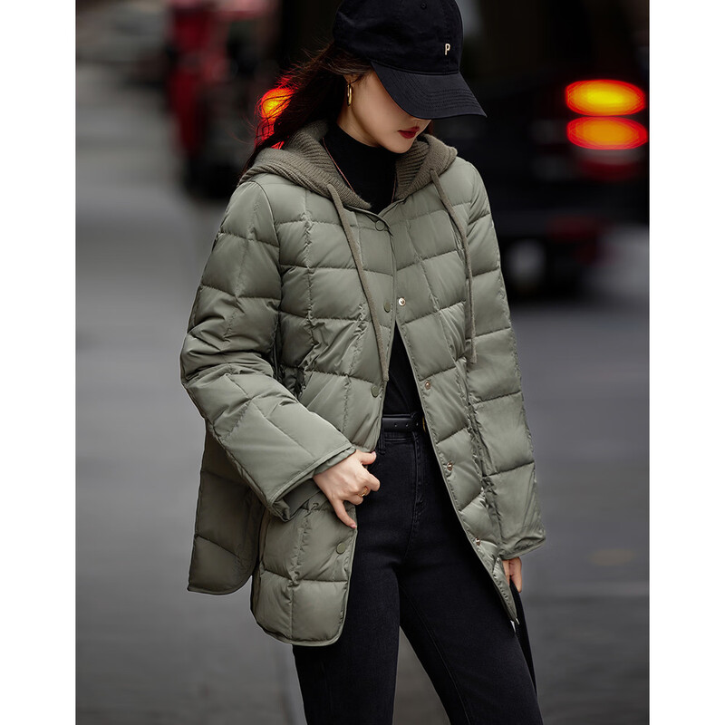 Demana 50D cotton feel imitation memory winter light luxury frosted velvet feel 90 duck down gradient plaid down jacket for women