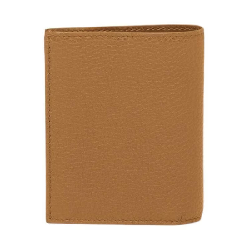 PRADA Caramel Metal Engraving Calfskin Wallet Small Women's Caramel Color New Year's Gift Basic Pack (Bag)