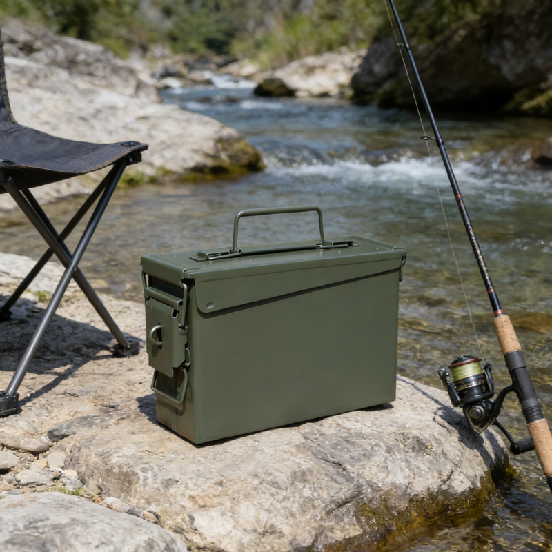 Zhongdeng Steel three-proof iron box storage box vehicle tool box sealed box flame retardant box mold lithium battery storage box storage medium size 29.6*15*18.2cm approximately size