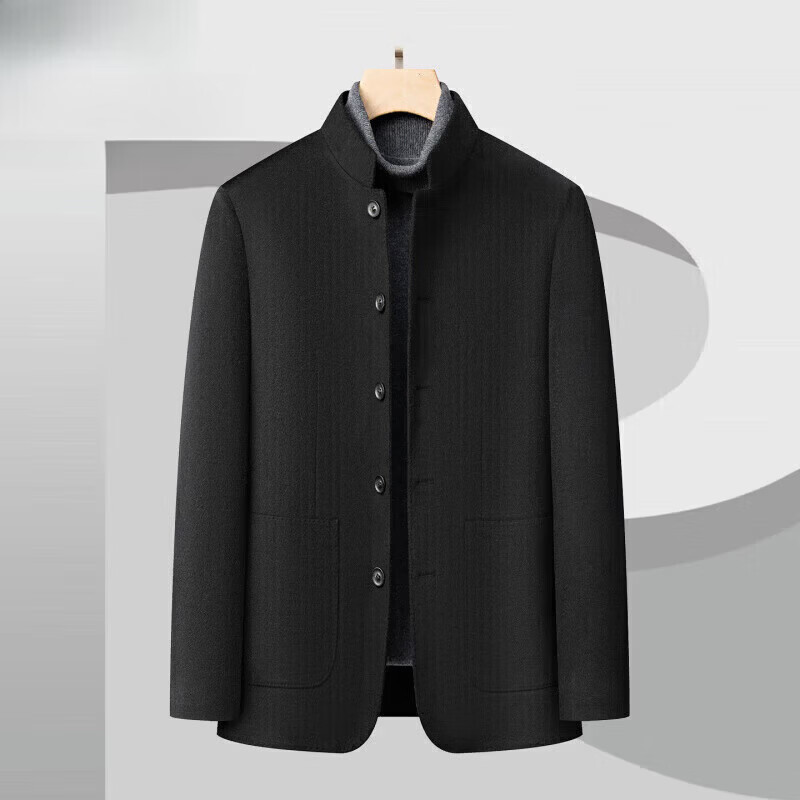 JASONWOOD luxury high-end brand woolen jacket tunic autumn and winter goose down lining stand-up collar double-sided woolen men's jacket high-end coffee color ready stock thickened autumn and winter M recommended 110-130 pounds