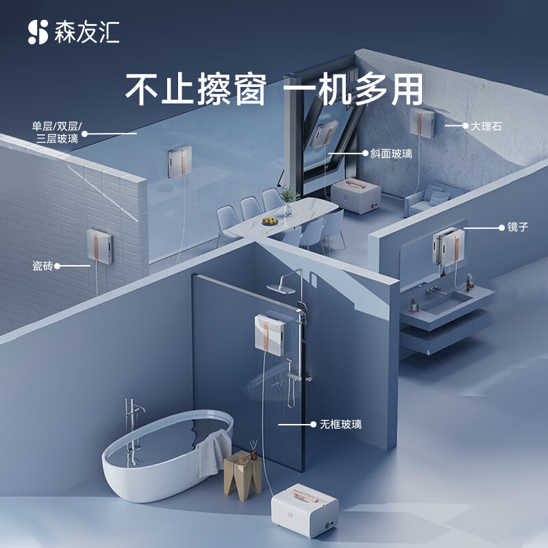 Senyouhui W3Pro window cleaning robot, glass cleaning robot as a gift, glass cleaning artifact, tile cleaning tool, fully automatic intelligent window cleaning robot base station model for housekeeping and high-level use, flagship all-round base station new product-W3pro