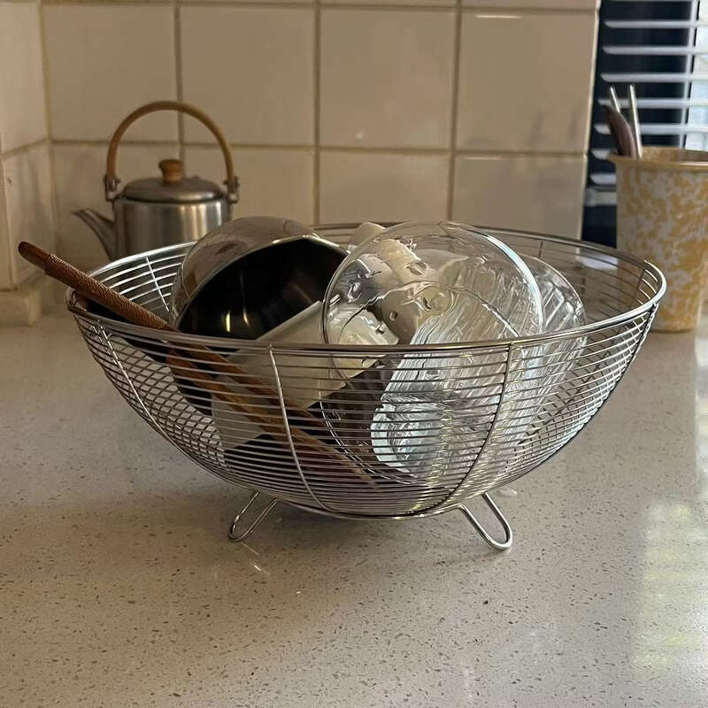 Yusenyi 3 stainless steel kitchen countertop water cup drain basket sink thickened vegetable basket fruit basket main picture 30x13