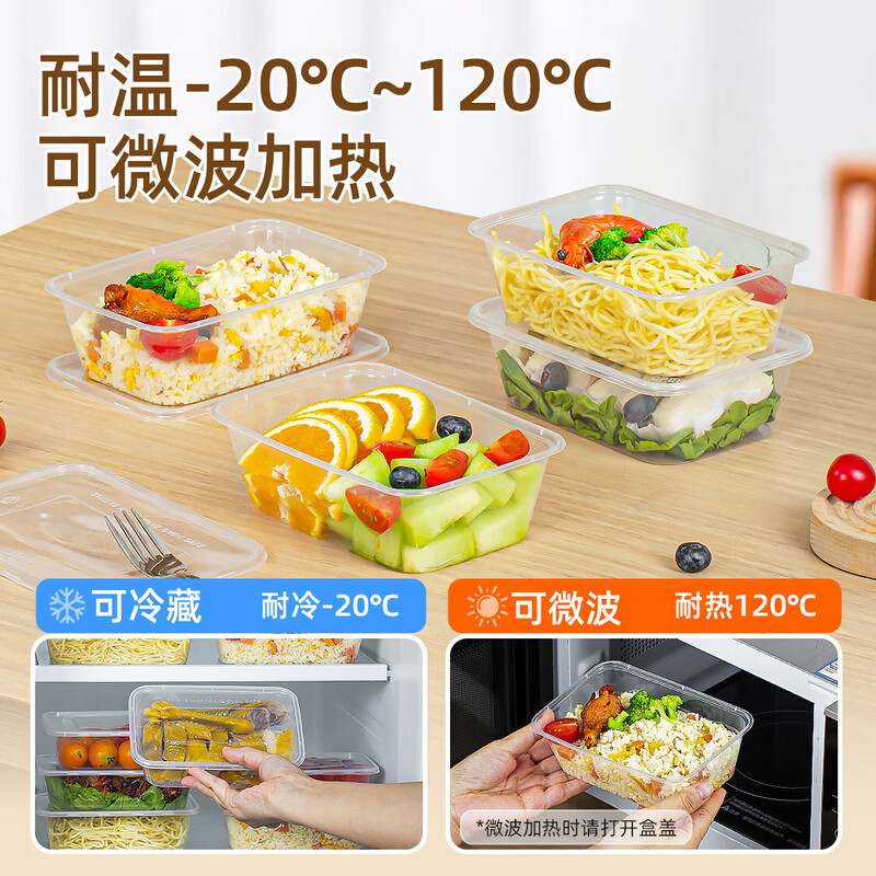 Temeiju disposable lunch box square 750 type * 10 sets for food fast food packed picnic box with lid bowl microwaveable