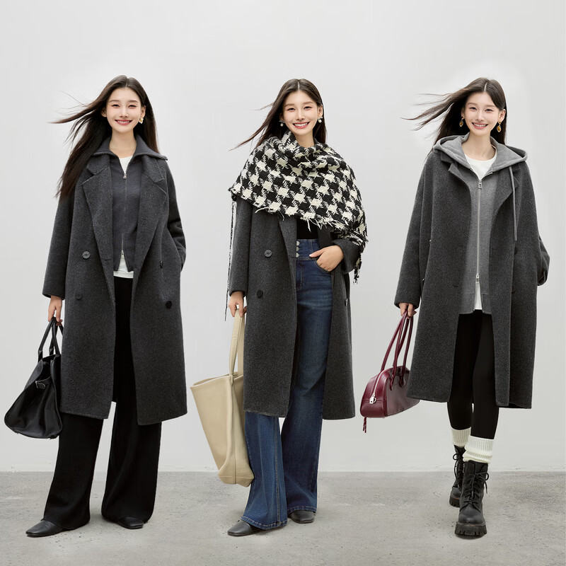 Qiushui Yiren classic suit collar woolen jacket 2025 winter new 100% sheep wool double-breasted jacket