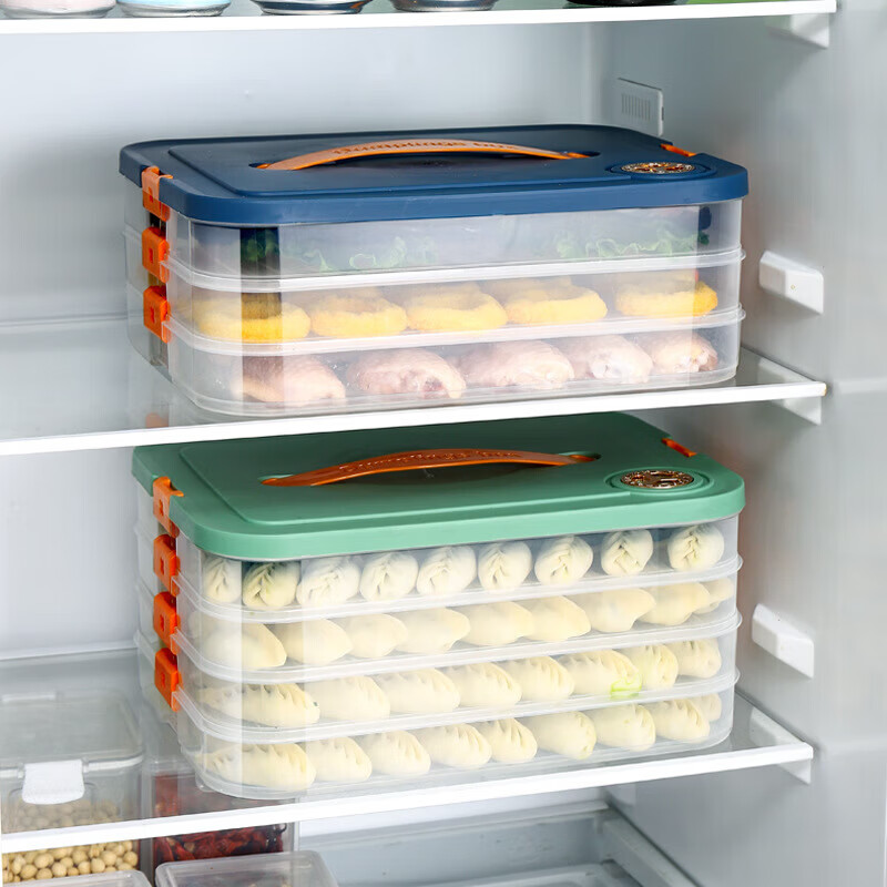 Dumpling box, household food-grade wonton crisper, kitchen refrigerator, quick freezing, freezing, sorting and sealing, special storage box, four-layer dumpling box, 1 piece, 4 layers