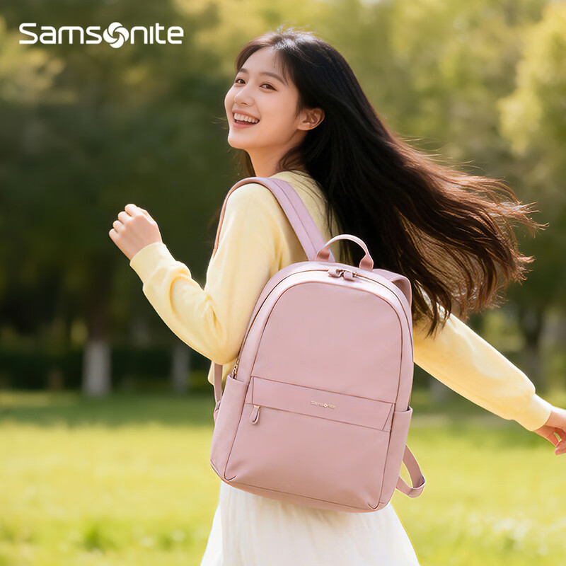 Samsonite Backpack Women's Business Commuting Backpack 14-inch Antibacterial Computer Bag Business Travel Fashion Casual Pink School Bag