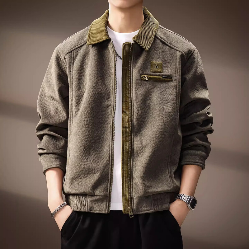 Precious color high-end American retro corduroy patchwork jacket for men in spring and autumn trendy brand loose casual workwear jacket top