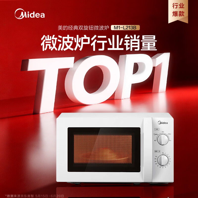 Midea Express Microwave Oven Home Small 360 Turntable Heating Knob Control Easy-Clean Liner (M1-L213B)