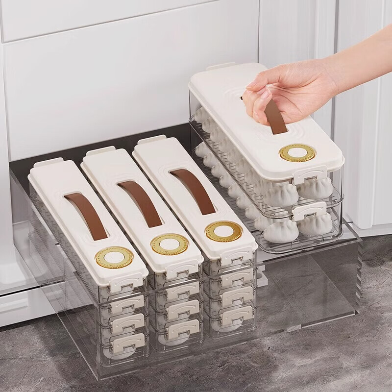 Sungsa refrigerator storage box dumpling box household food-grade kitchen side door dumplings and wonton box fresh-keeping quick-frozen special large size food-grade material cream white 2 layers