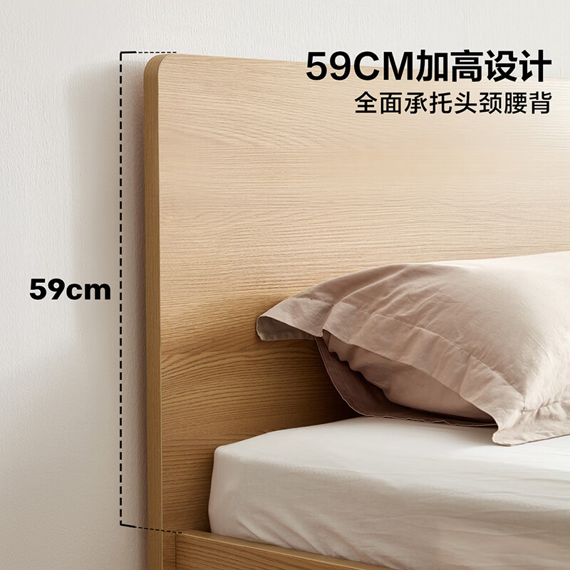 Quanyou Home Nordic log style bed 1.8m x 2m master bedroom simple modern home wooden double bed