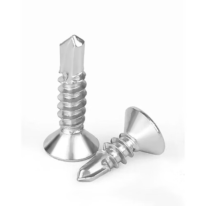 410 stainless steel flat head cross drill tail screw self-tapping self-drilling metal fixed cross recessed design dovetail screw 410 flat head cross drill tail 4.2*50 (50 pieces)