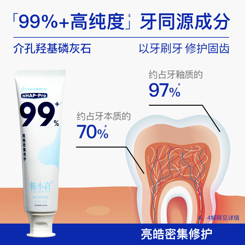 Junxiaobai Hydroxyapatite Toothpaste Intensive Repair Fresh Breath Repair Tooth Enamel Cleansing and Repairing Toothpaste 100g